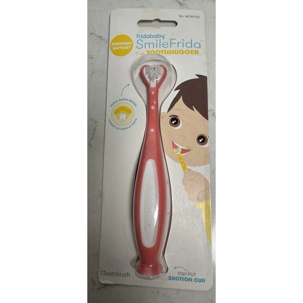 FridaBaby‎ Smile Frida Toothhugger Toddler Toothbrush Pink Triple Angle Brush